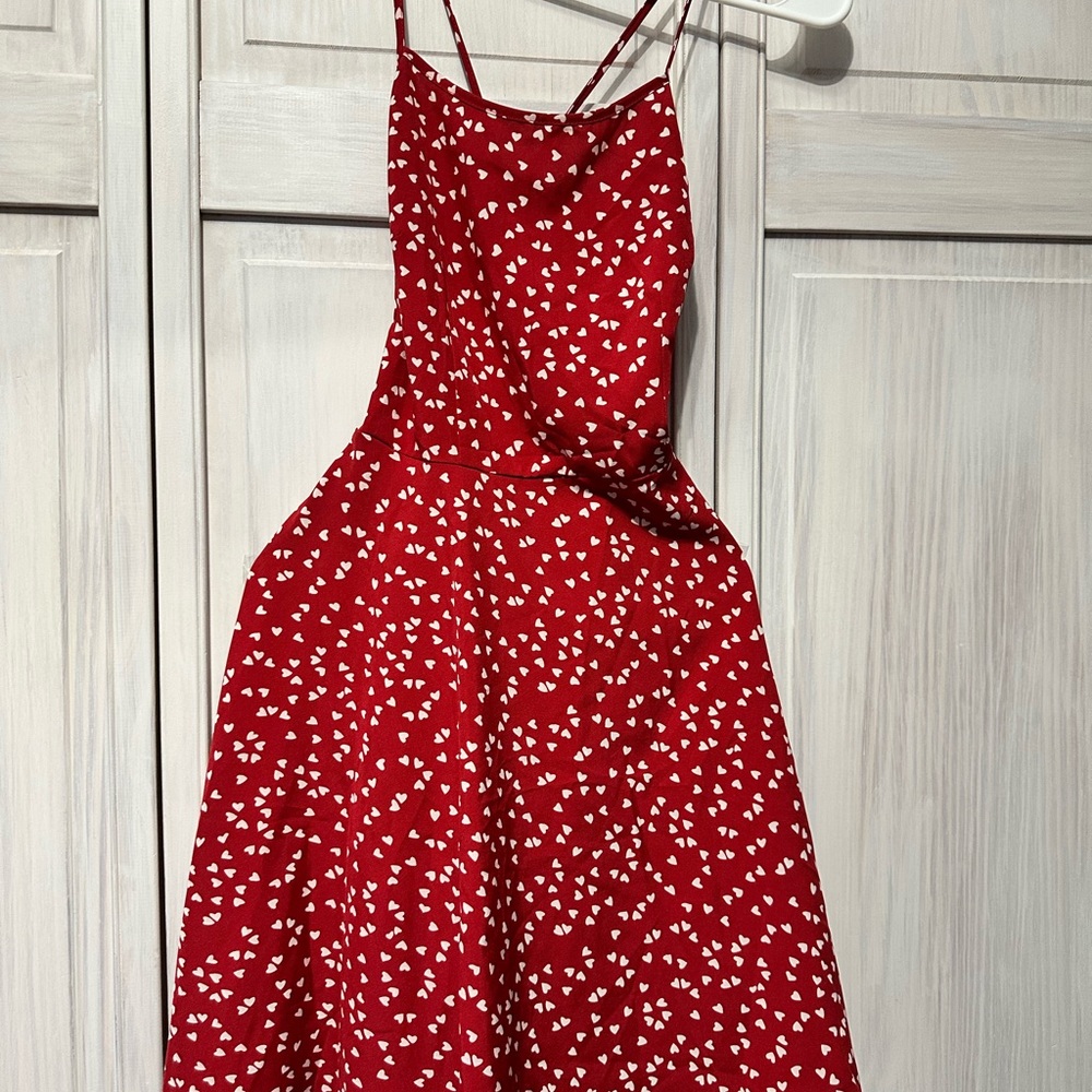 Red Dress with White Heart Pattern